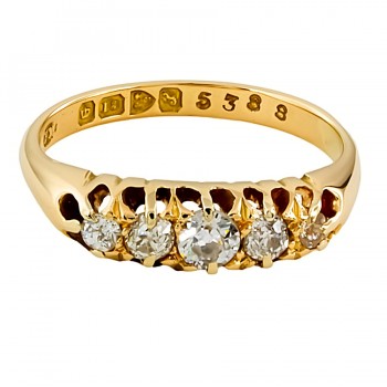 18ct gold Antique  Diamond 5 stone Ring size O